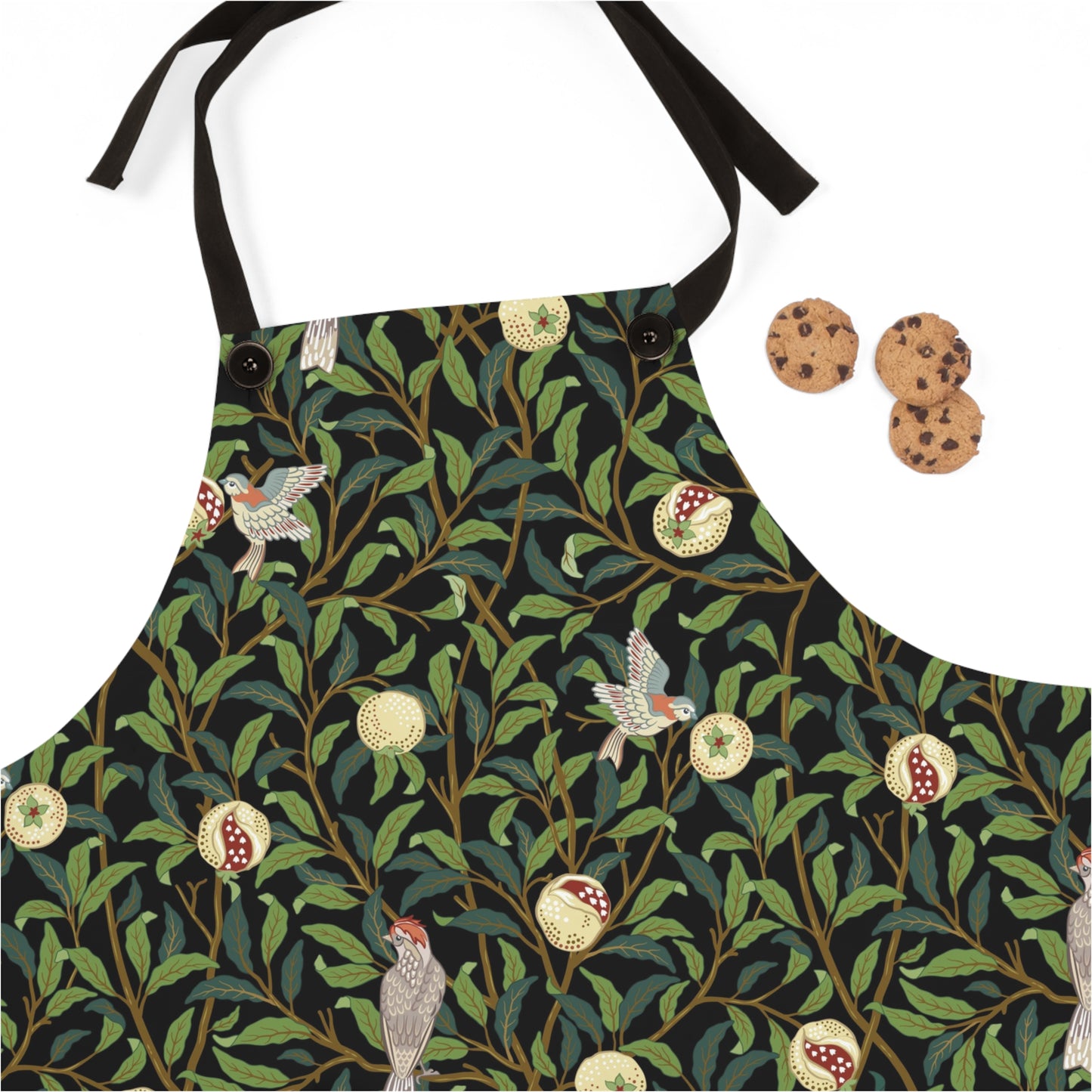 Kitchen Apron inspired by William Morris - Bird and Pomegranate Collection (Onyx)