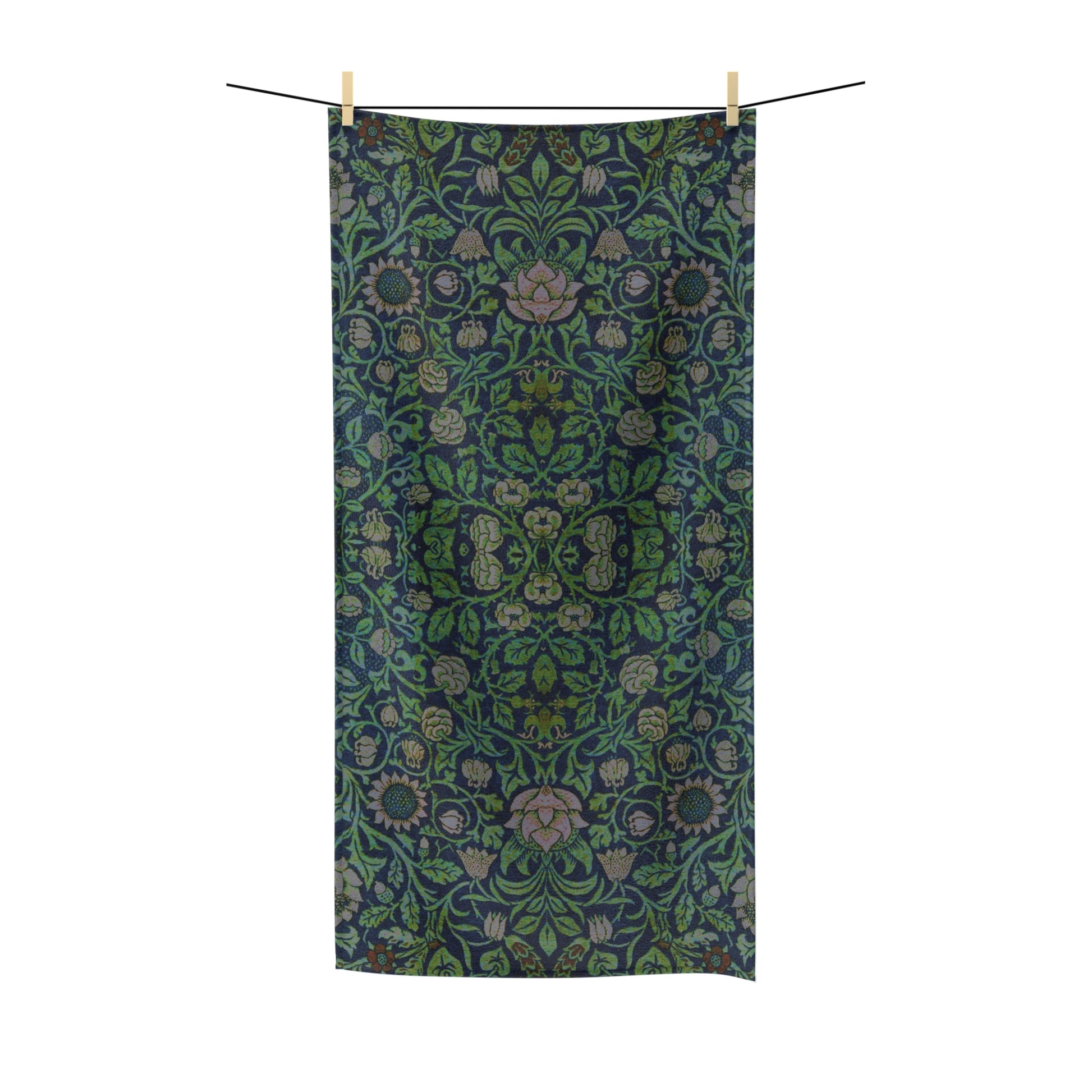 william-morris-co-luxury-polycotton-towel-violet-and-columbine-collection-green-2