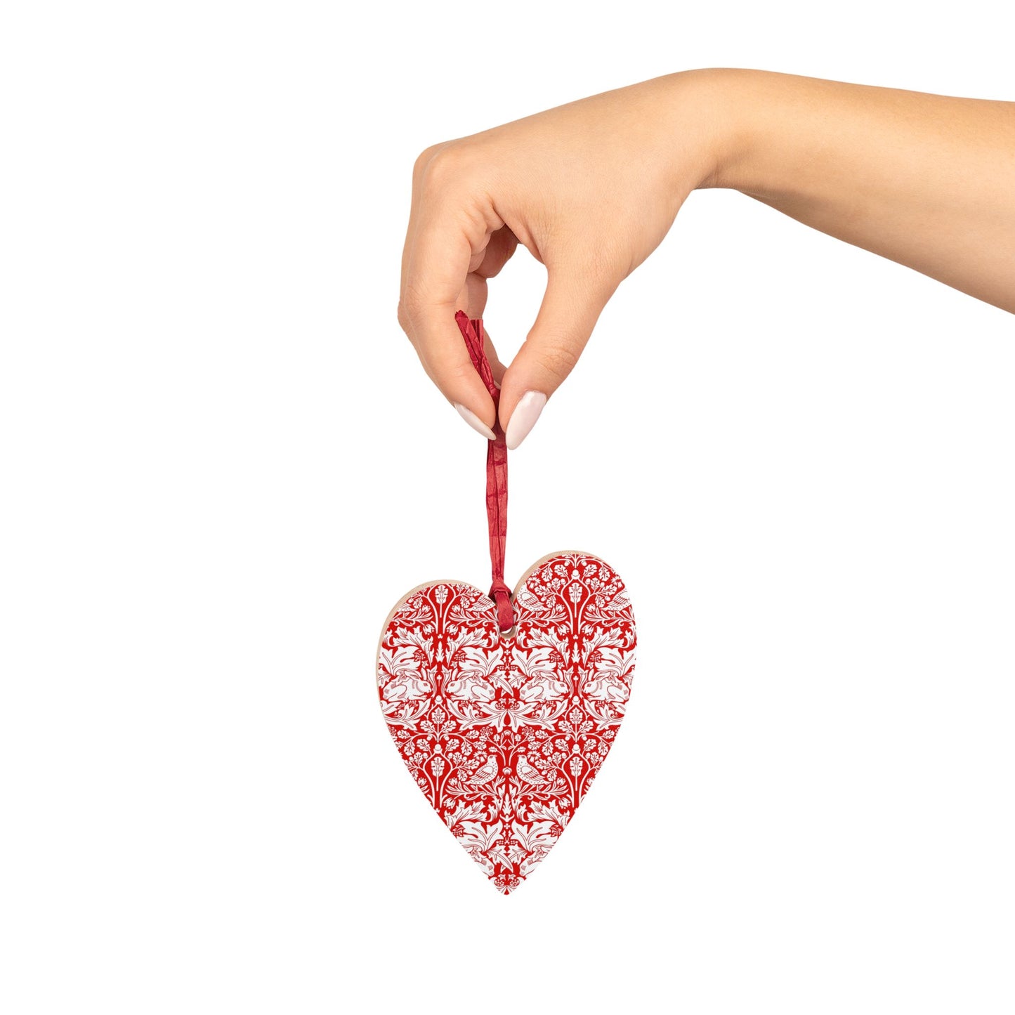 Wooden Christmas Ornaments inspired by William Morris - Brer Rabbit Collection (Red)