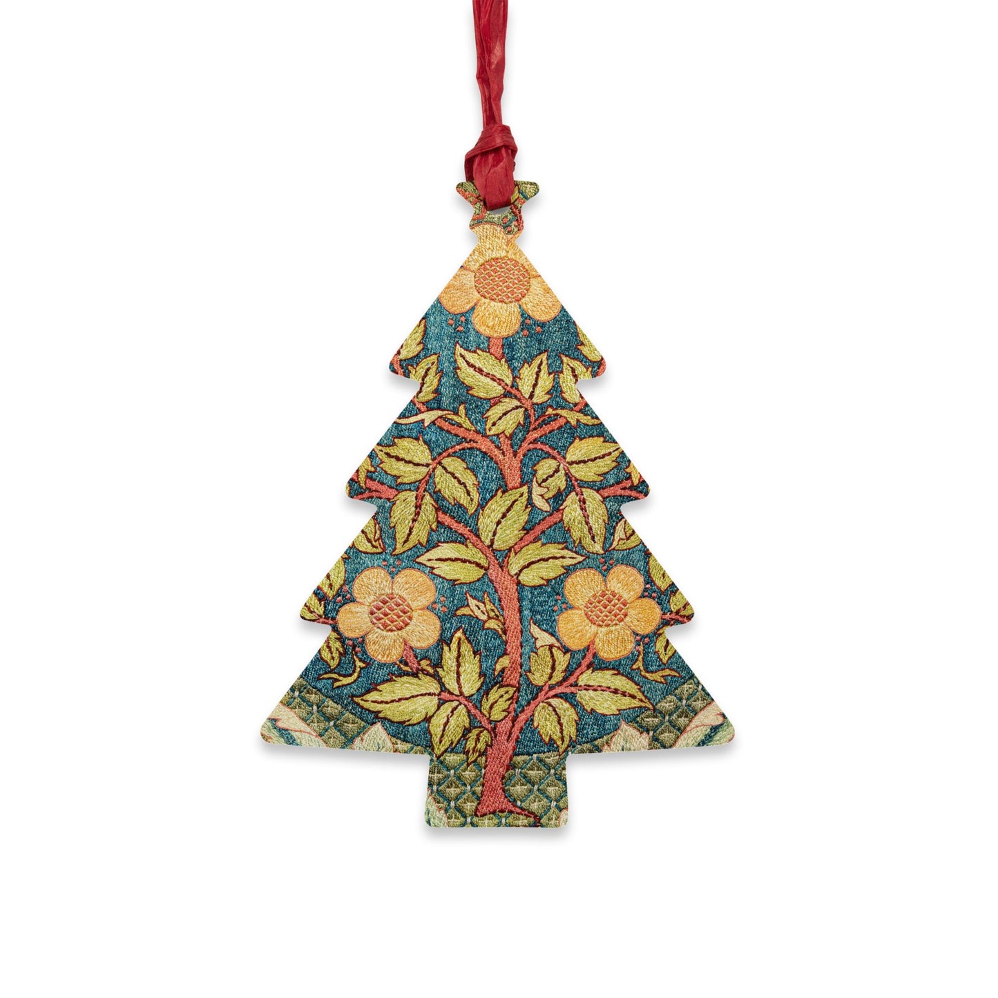 Wooden Christmas Ornaments inspired by William Morris - Rose Wreath Collection