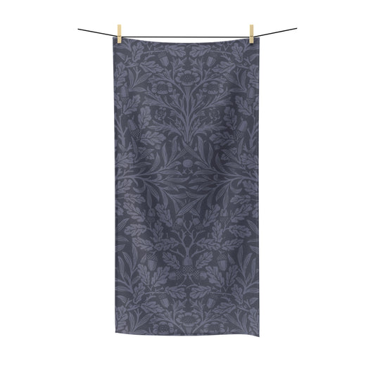 William Morris & Co Luxury Polycotton Towel - Acorns and Oak Leaves Collection (Smoky Blue)