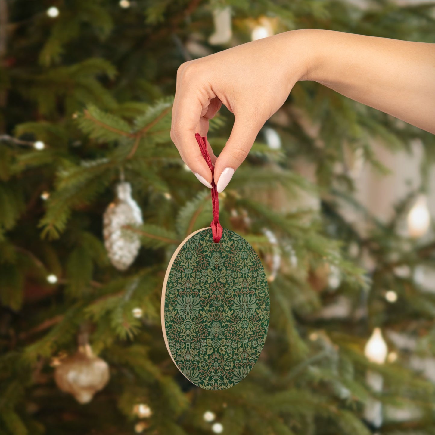 Wooden Christmas Ornaments inspired by William Morris - Flower Garden Collection