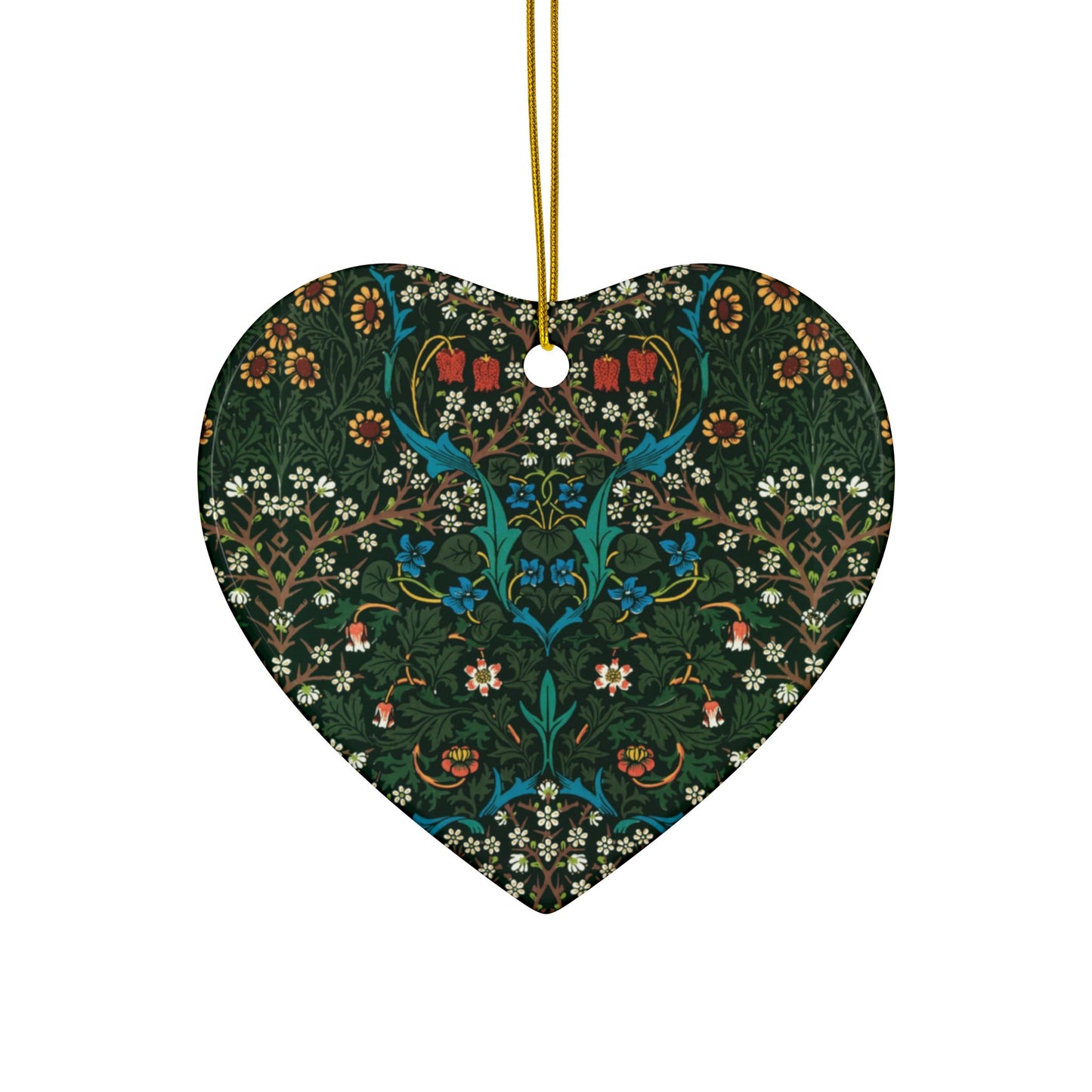 Ceramic Christmas Ornaments inspired by William Morris - Tulip Collection - Double Sided Print: 1pc, 3pcs, 5pcs, 10pcs