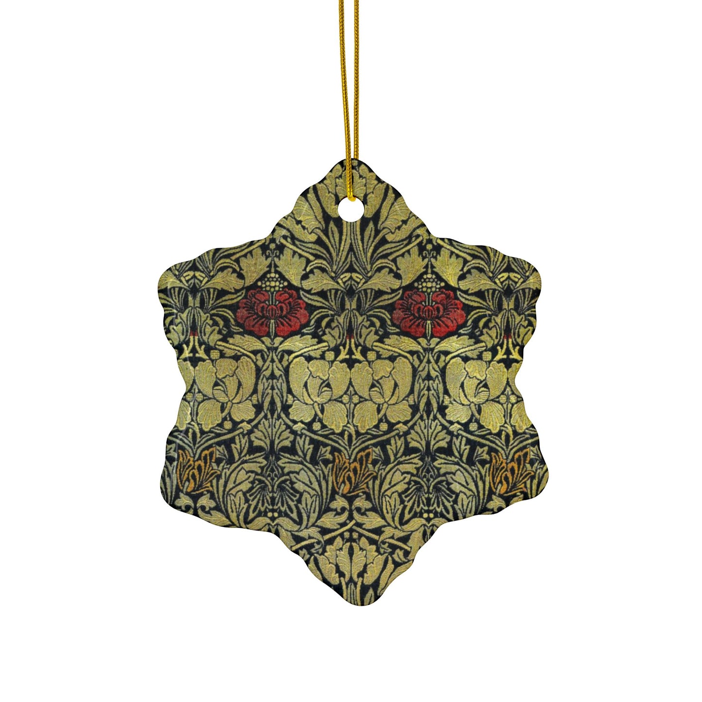 Ceramic Christmas Ornaments inspired by William Morris - Tulip & Rose Collection - Double Sided Print: 1pc, 3pcs, 5pcs, 10pcs