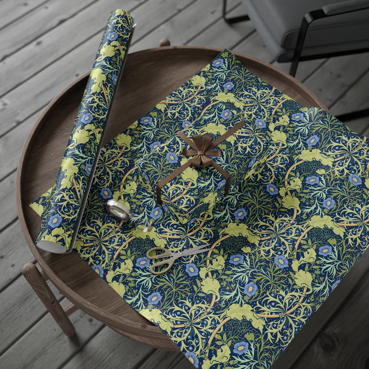 Gift Wrapping Paper inspired by William Morris - Seaweed Collection (Blue Flower)
