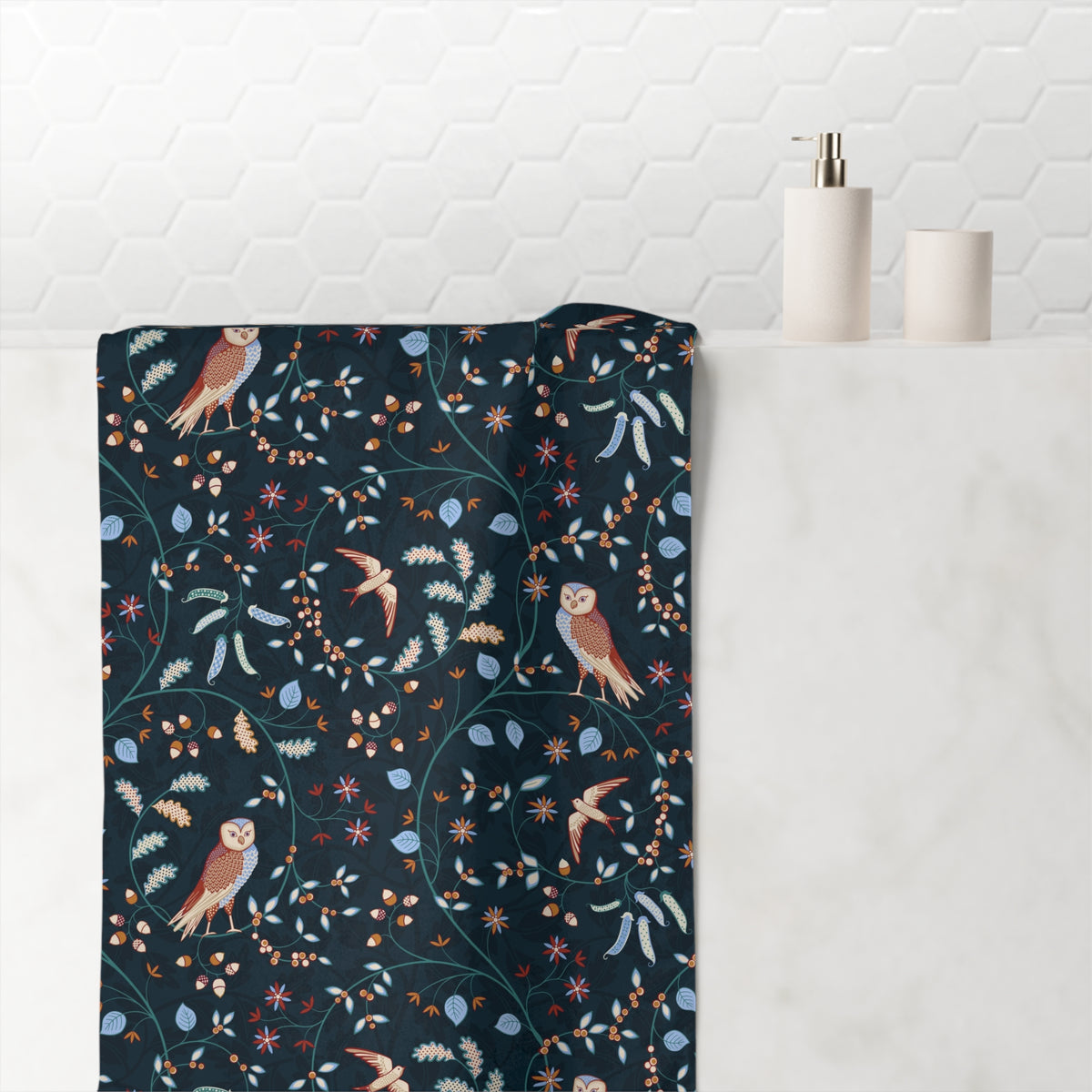 Bath Towel inspired by William Morris - Newill Collection (Night)