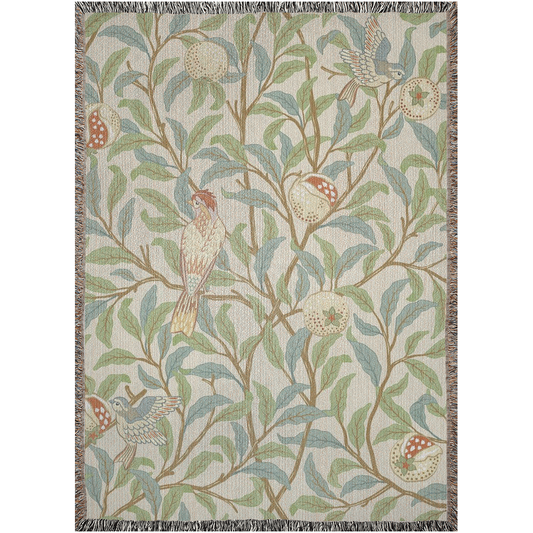 william-morris-co-woven-cotton-blanket-with-fringe-bird-and-pomegranate-collection-parchment-1