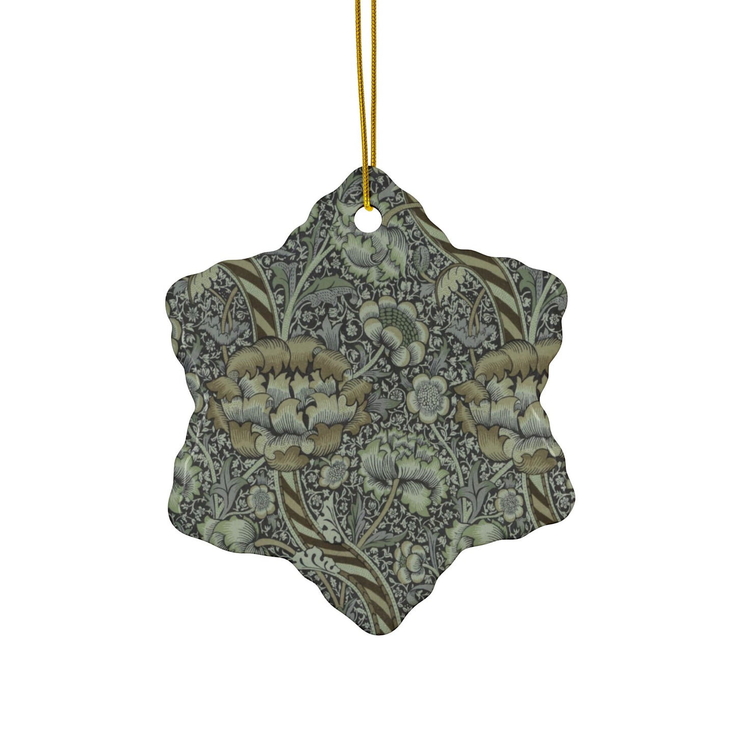 Ceramic Christmas Ornaments inspired by William Morris - Wandle Collection (Grey) - Double Sided Print: 1pc, 3pcs, 5pcs, 10pcs