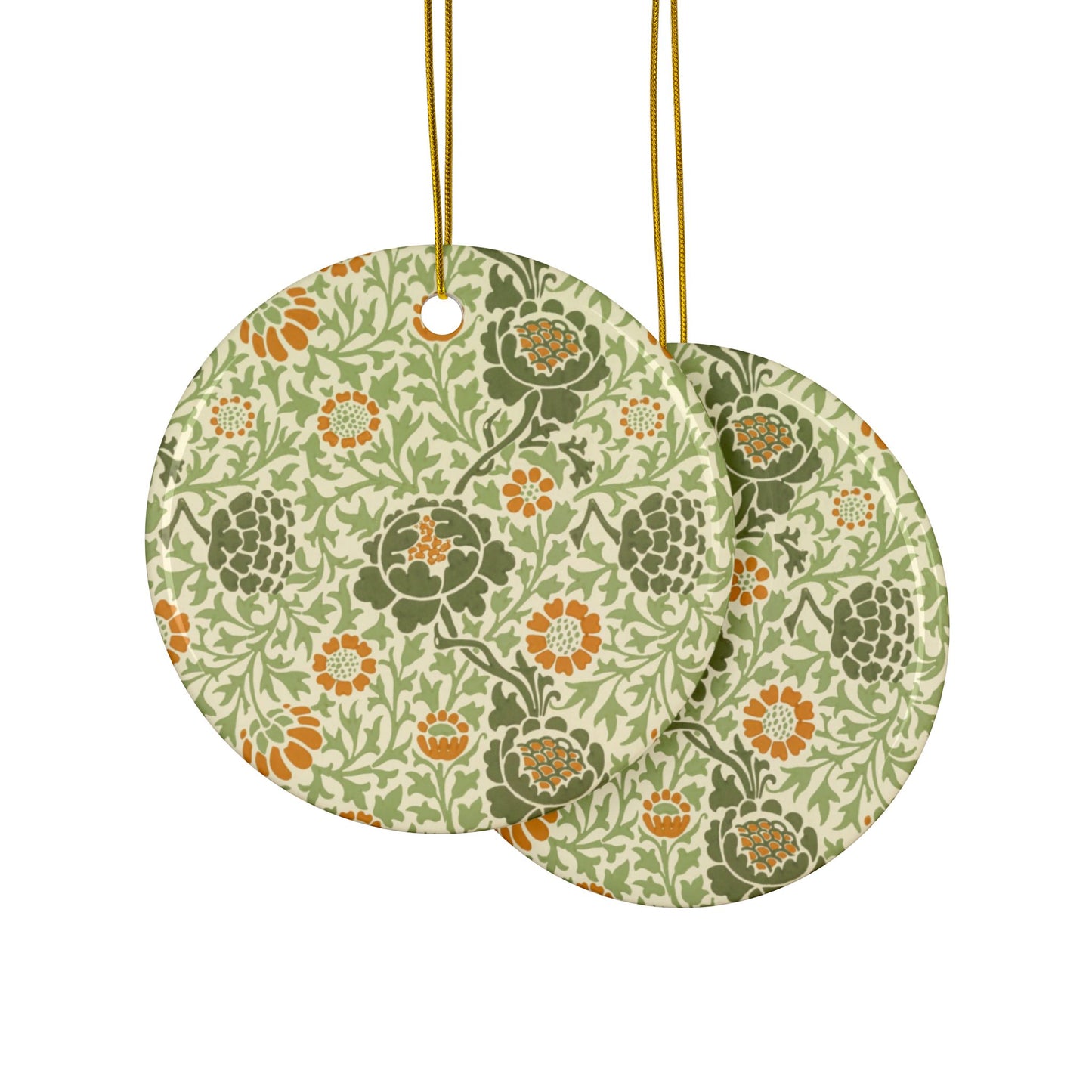 Ceramic Christmas Ornaments inspired by William Morris - Grafton Collection - Double Sided Print: 1pc, 3pcs, 5pcs, 10pcs