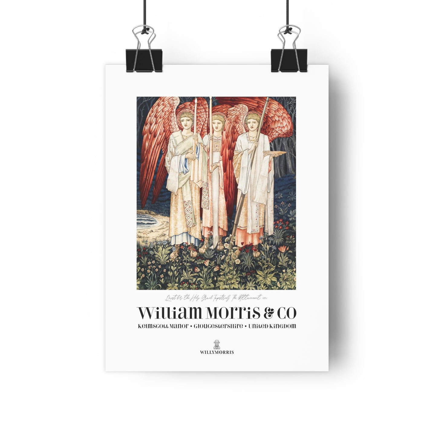 Giclée Art Print inspired by William Morris - Quest for the Holy Grail Collection (Red Angels)