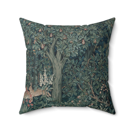 william-morris-co-faux-suede-cushion-green-forest-collection-rabbit-1