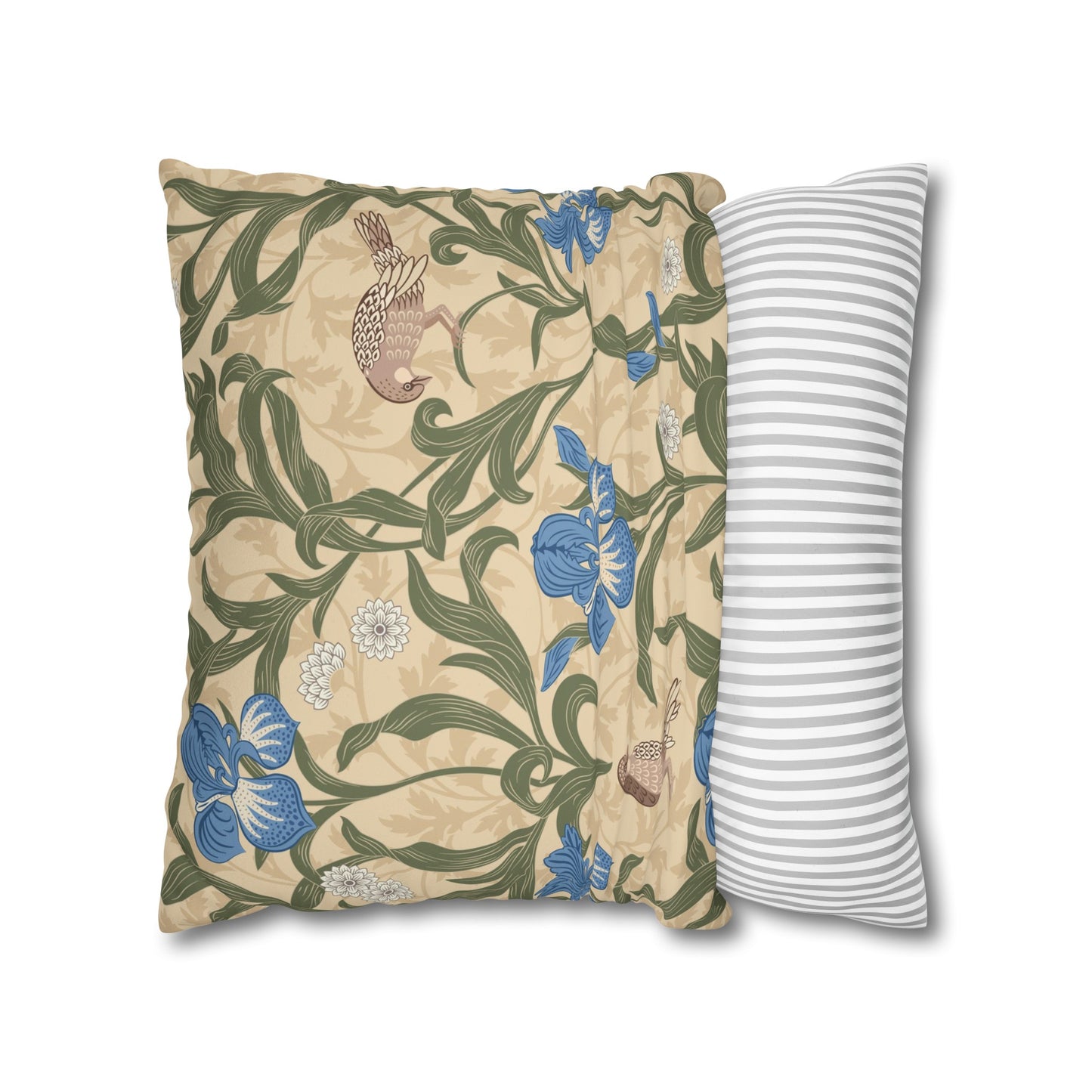 Faux Suede Cushion Cover inspired by William Morris - Blue Iris Collection