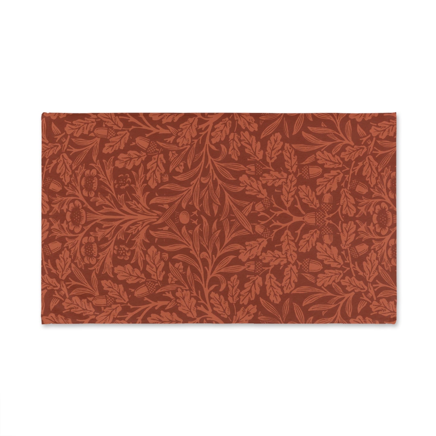 Bathroom Hand Towel inspired by William Morris - Acorns & Oak Leaves Collection (Rust)