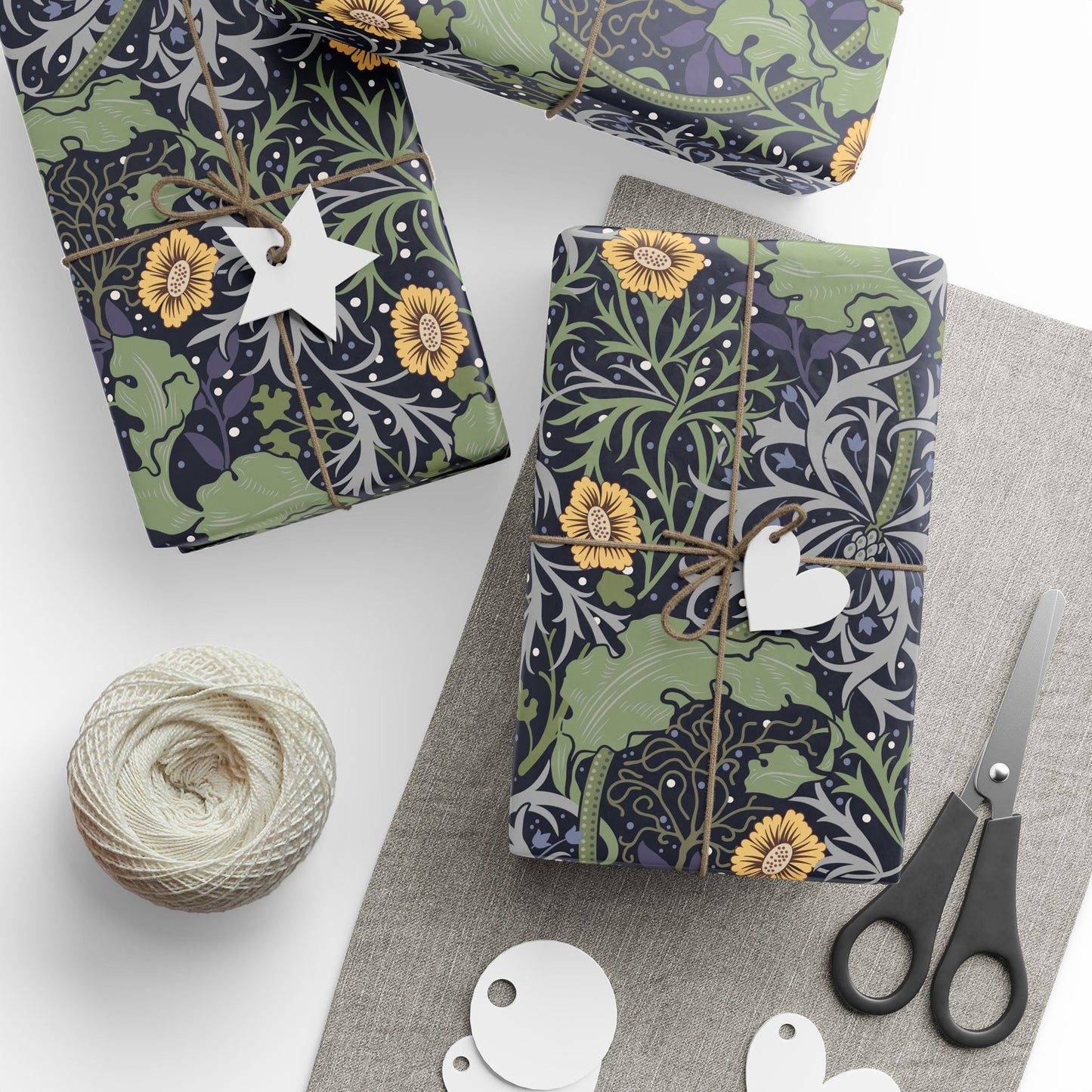 Gift Wrapping Paper inspired by William Morris - Seaweed Collection (Yellow Flower)