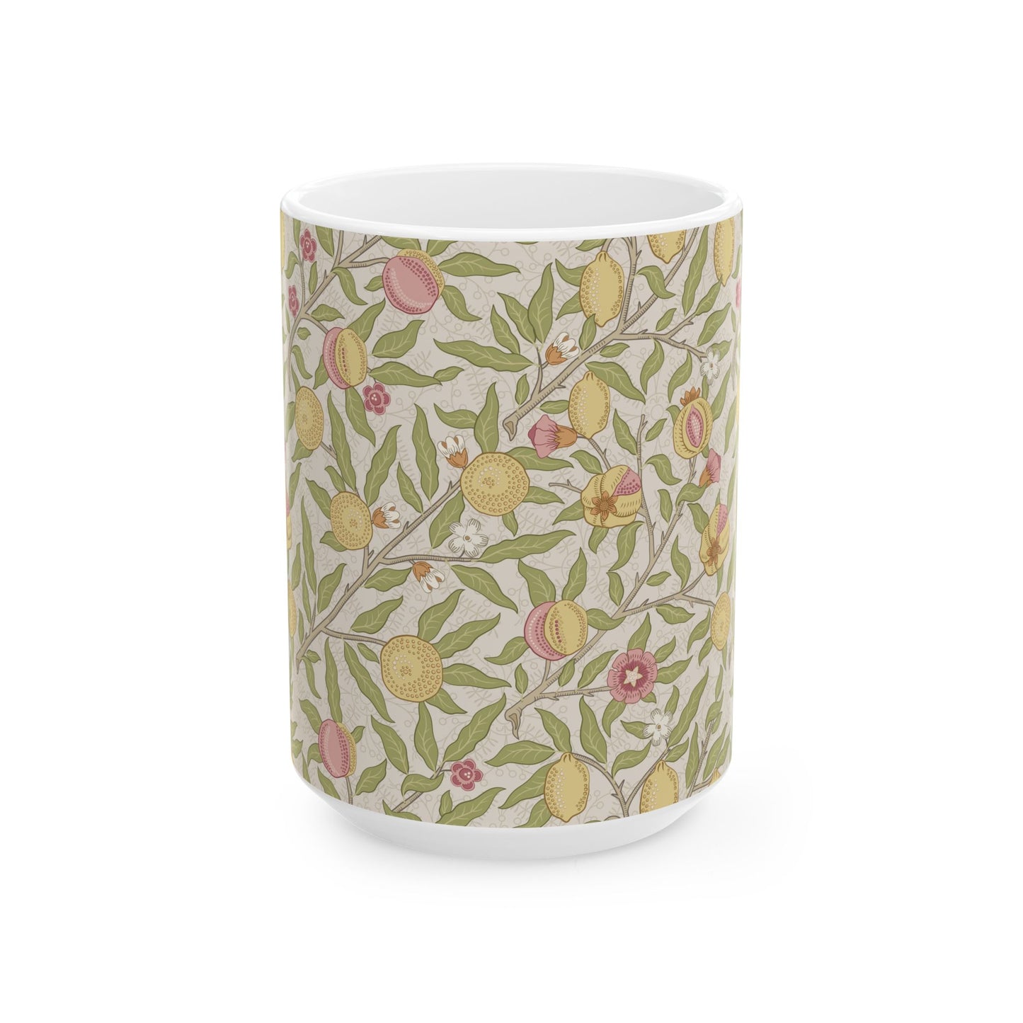 Ceramic Mug inspired by William Morris - Four Fruits Collection (Sand)