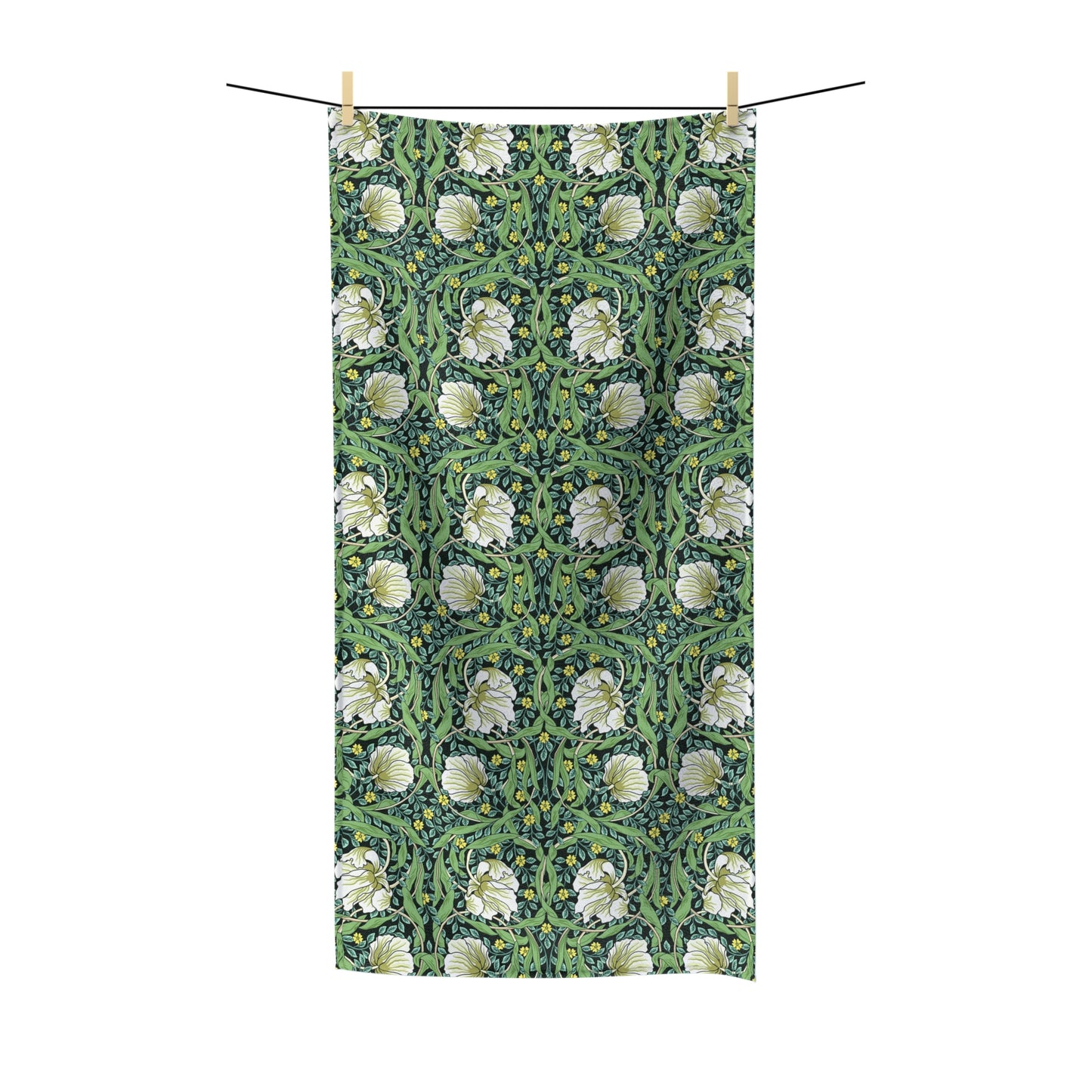 Luxury Polycotton Towel inspired by William Morris - Pimpernel Collection (Green)