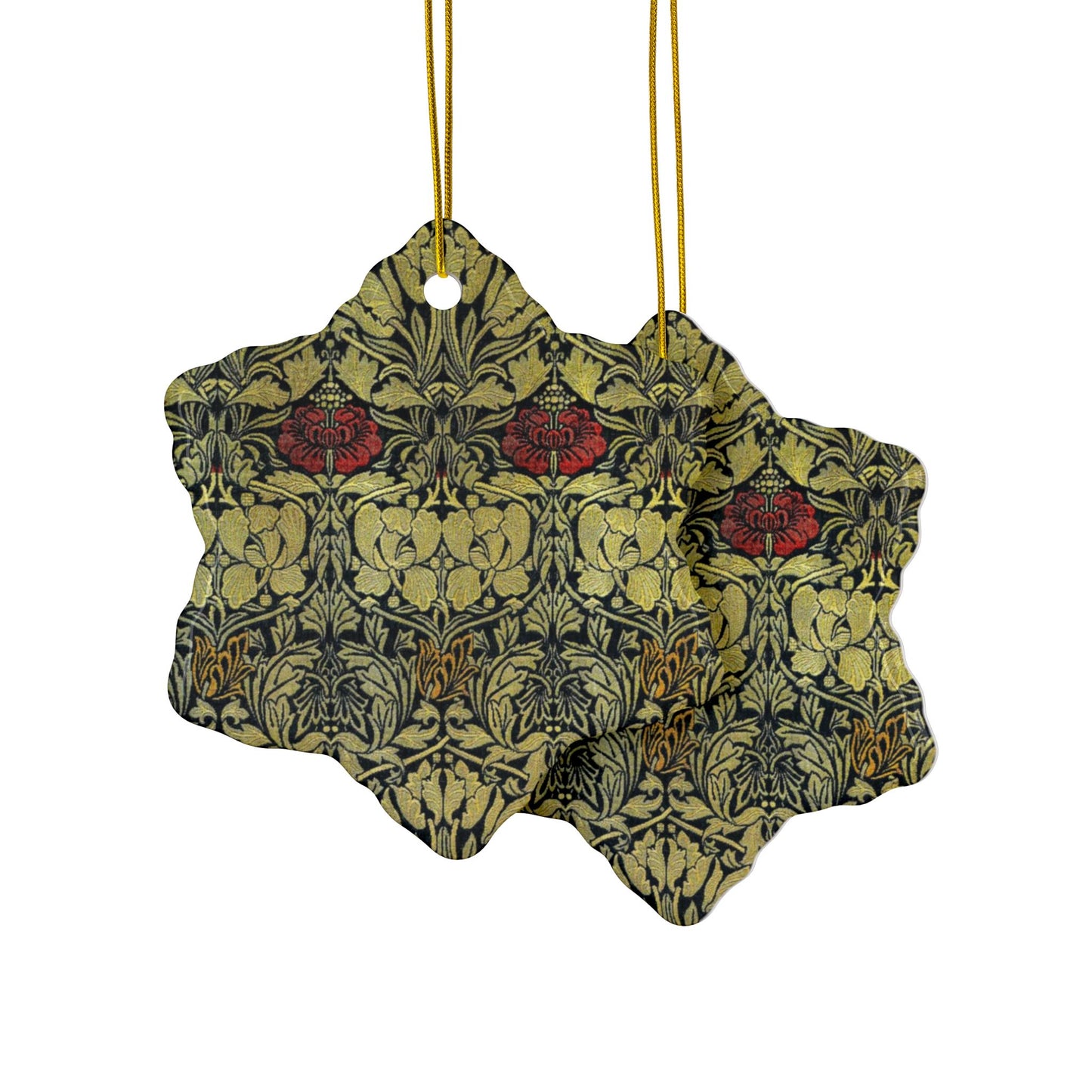 Ceramic Christmas Ornaments inspired by William Morris - Tulip & Rose Collection - Double Sided Print: 1pc, 3pcs, 5pcs, 10pcs