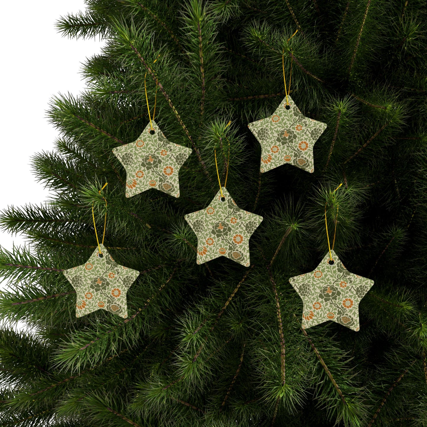Ceramic Christmas Ornaments inspired by William Morris - Grafton Collection - Double Sided Print: 1pc, 3pcs, 5pcs, 10pcs