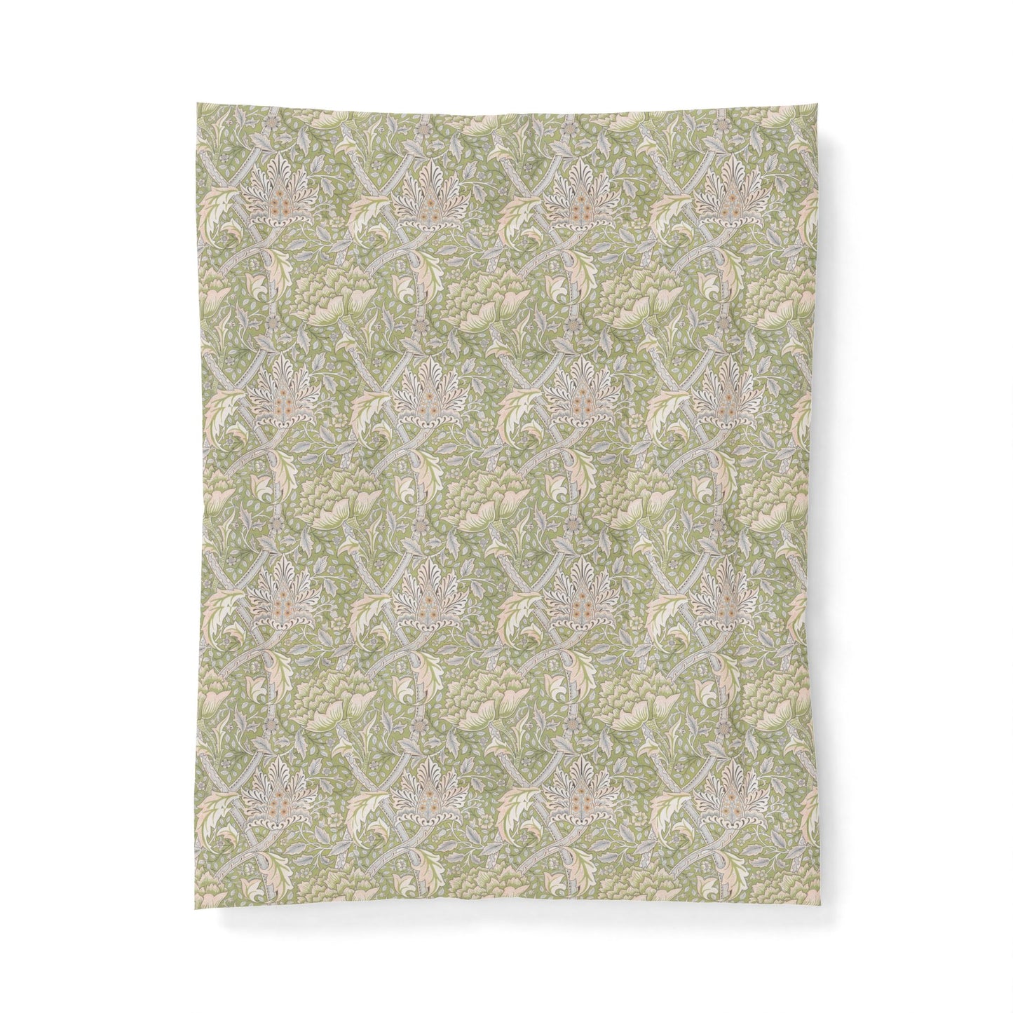 Floral Vine Cotton Comforter — Sage Green Botanical Duvet Cover