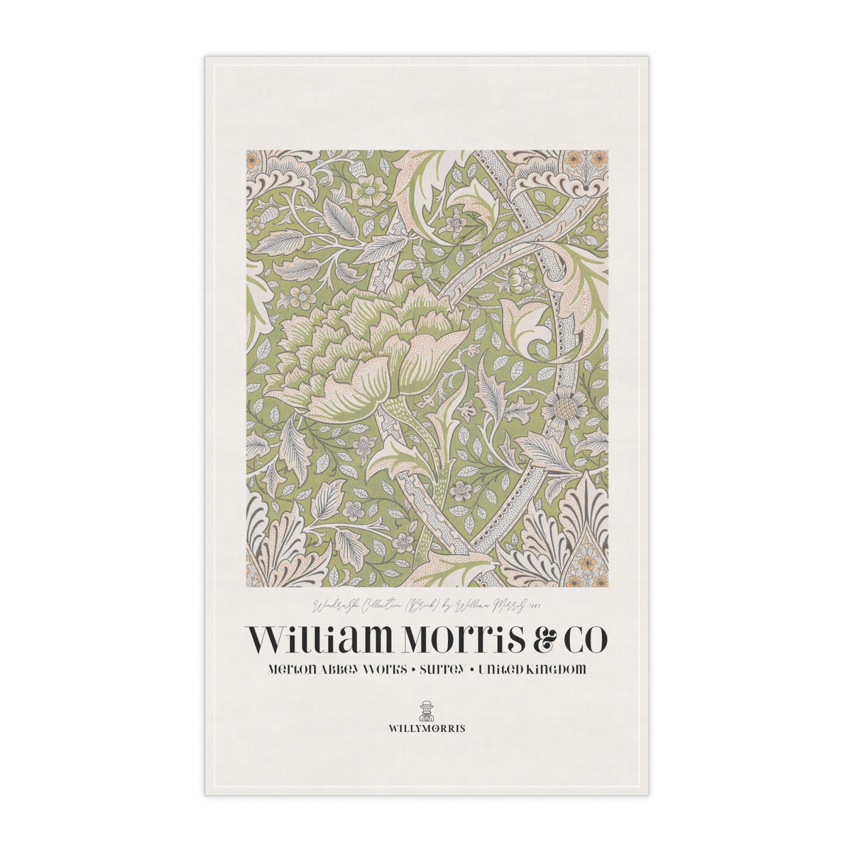 Kitchen Tea Towel inspired by William Morris - Windrush Collection (Brook) - Art Print