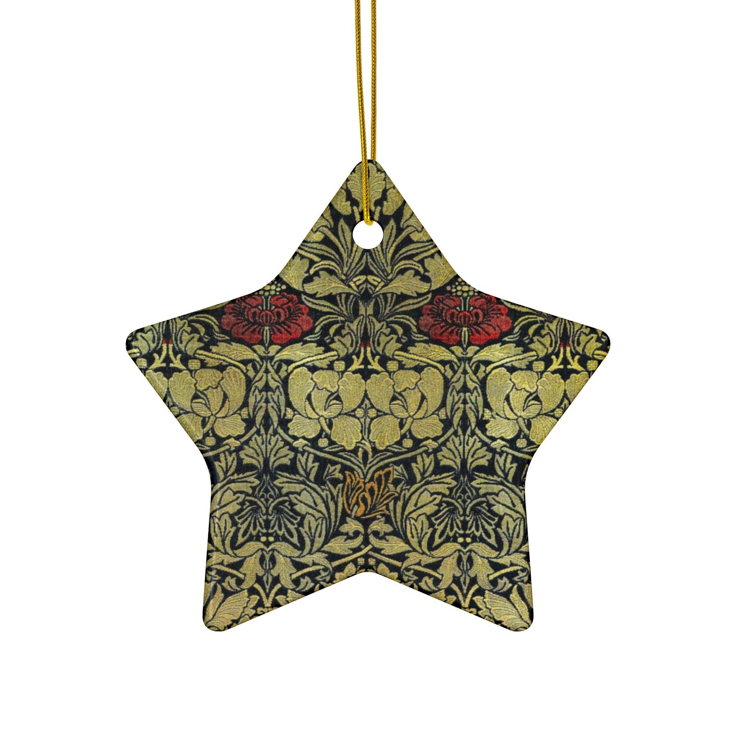 Ceramic Christmas Ornaments inspired by William Morris - Tulip & Rose Collection - Double Sided Print: 1pc, 3pcs, 5pcs, 10pcs