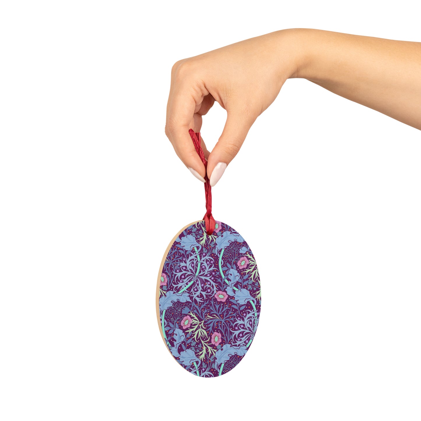 Wooden Christmas Ornaments inspired by William Morris -