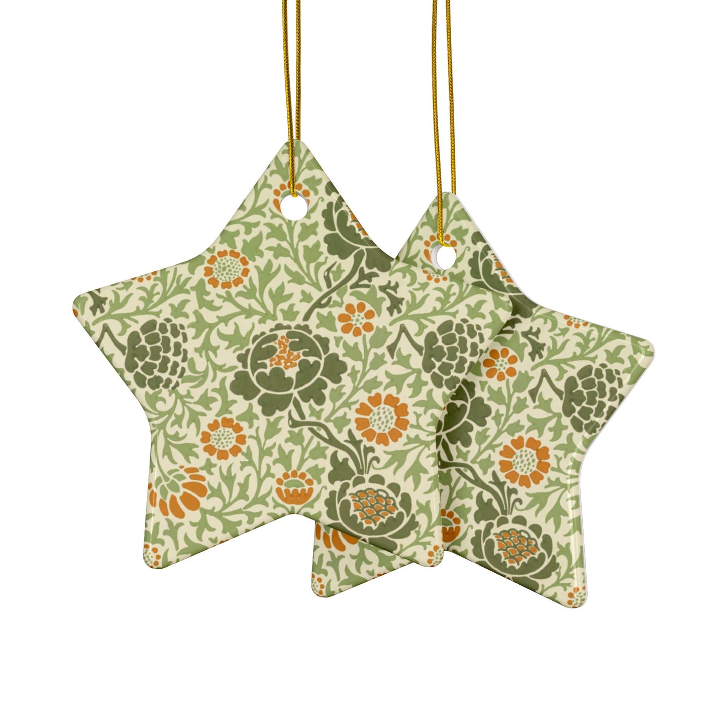 Ceramic Christmas Ornaments inspired by William Morris - Grafton Collection - Double Sided Print: 1pc, 3pcs, 5pcs, 10pcs