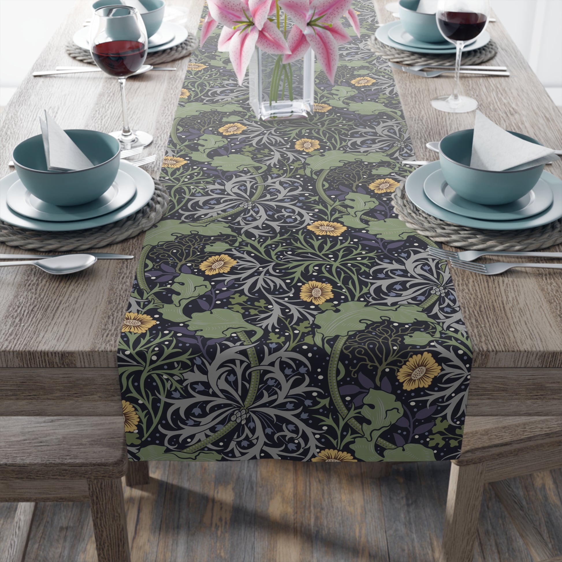 william-morris-co-table-runner-seaweed-collection-yellow-flower-4