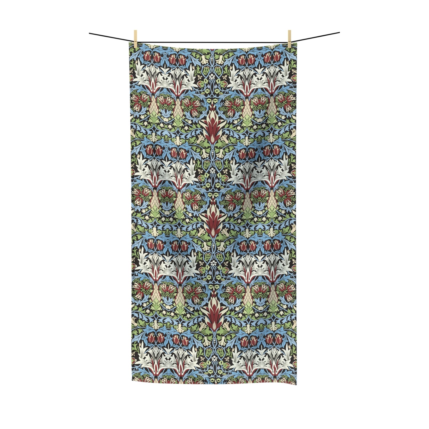 Luxury Polycotton Towel inspired by William Morris - Snakeshead Collection (Blue)