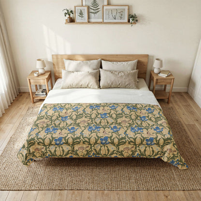 Cotton Comforter inspired by William Morris - Blue Iris Collection