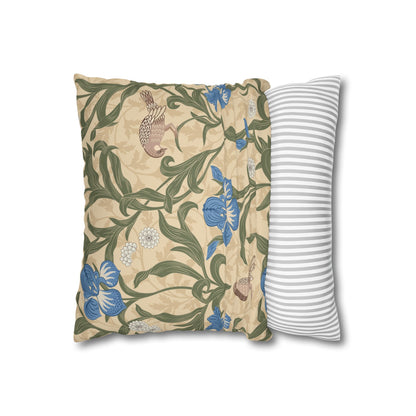 Faux Suede Cushion Cover inspired by William Morris - Blue Iris Collection