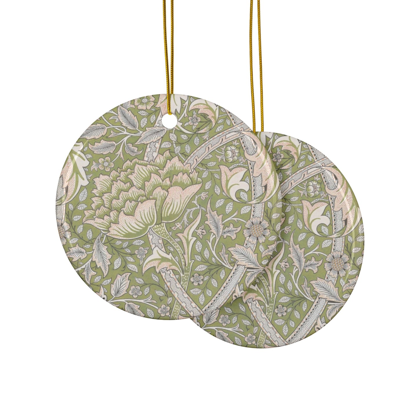 Ceramic Christmas Ornaments inspired by William Morris - Windrush Collection (Brook) - Double Sided Print: 1pc, 3pcs, 5pcs, 10pcs