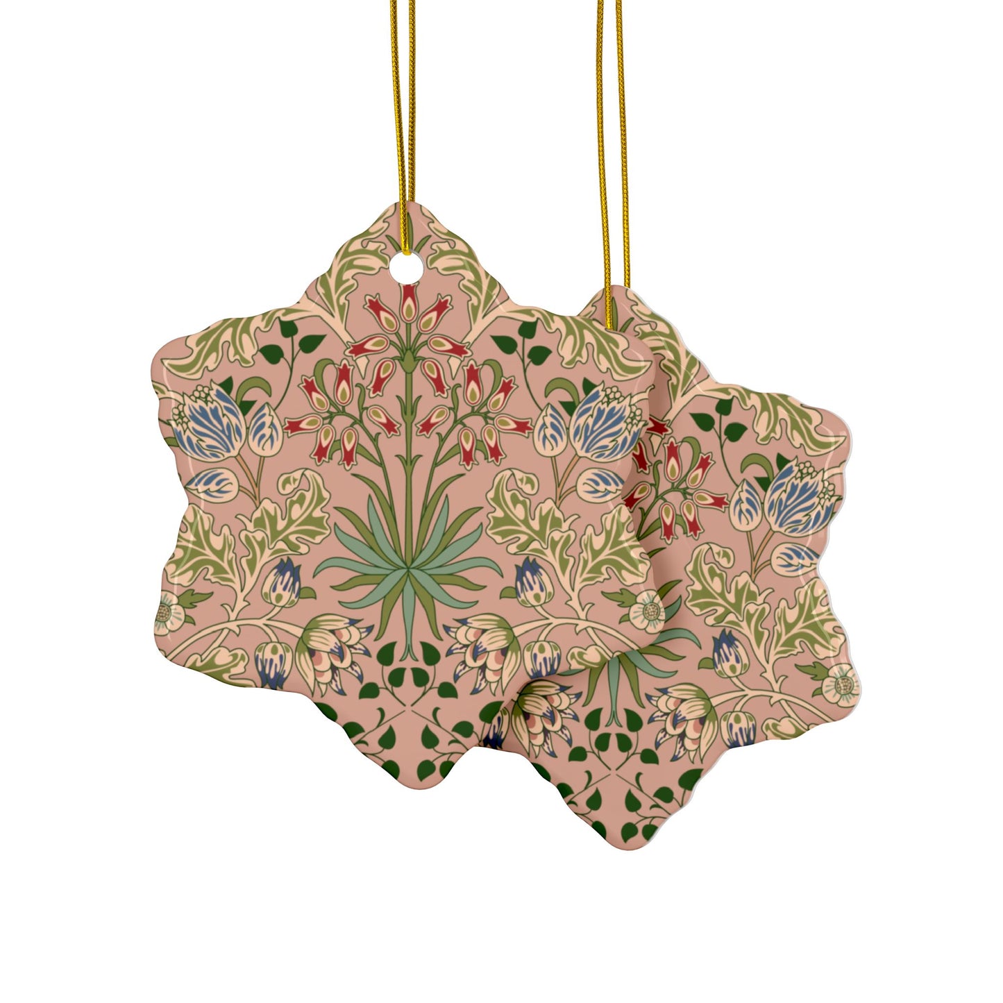 Ceramic Christmas Ornaments inspired by William Morris - Hyacinth Collection (Blossom) - Double Sided Print: 1pc, 3pcs, 5pcs, 10pcs