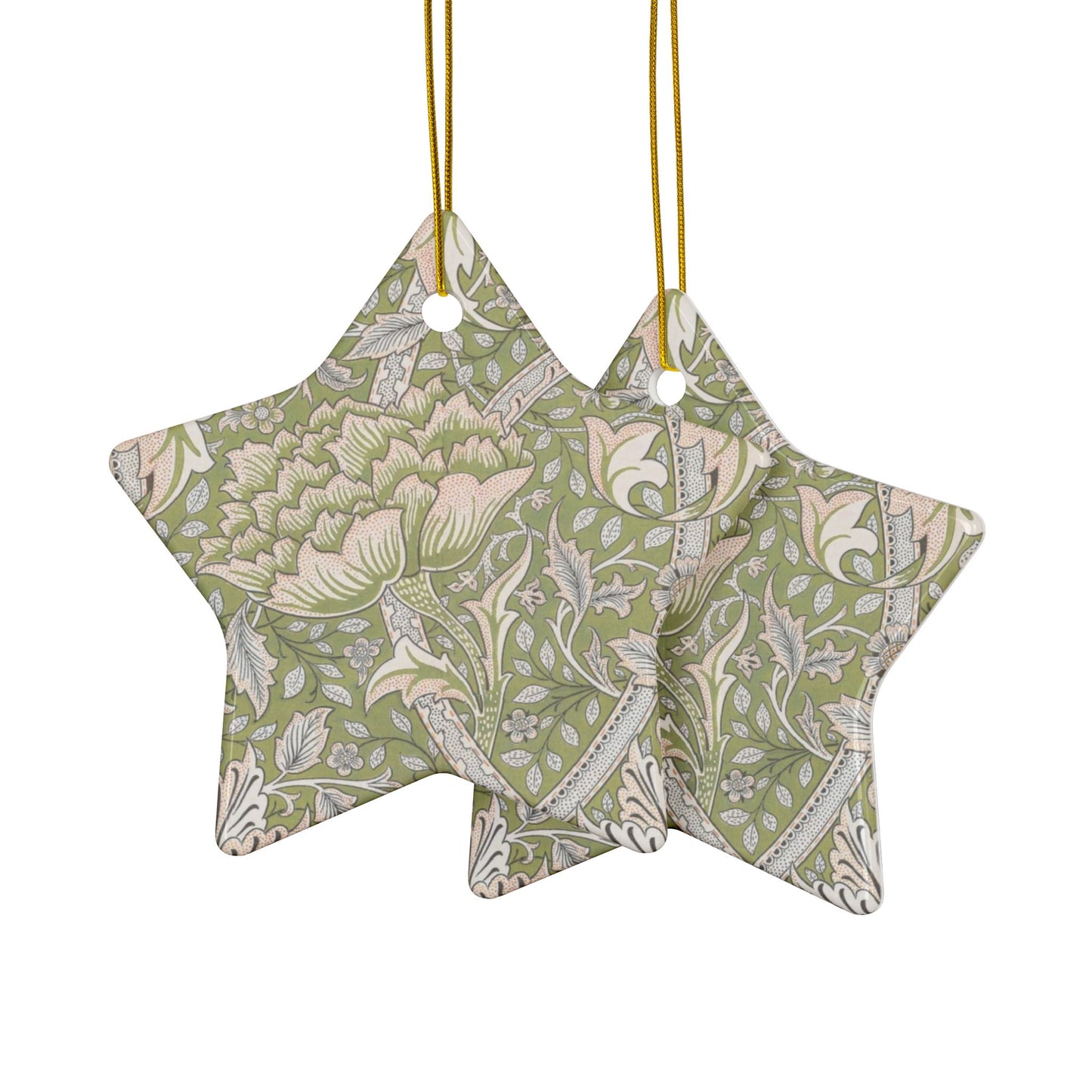 Ceramic Christmas Ornaments inspired by William Morris - Windrush Collection (Brook) - Double Sided Print: 1pc, 3pcs, 5pcs, 10pcs