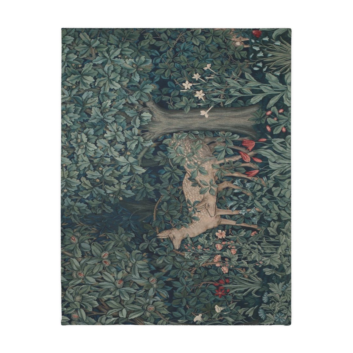 Luxury Velveteen Minky Blanket inspired by William Morris (Two-sided print) - Greenery Collection (Dear)