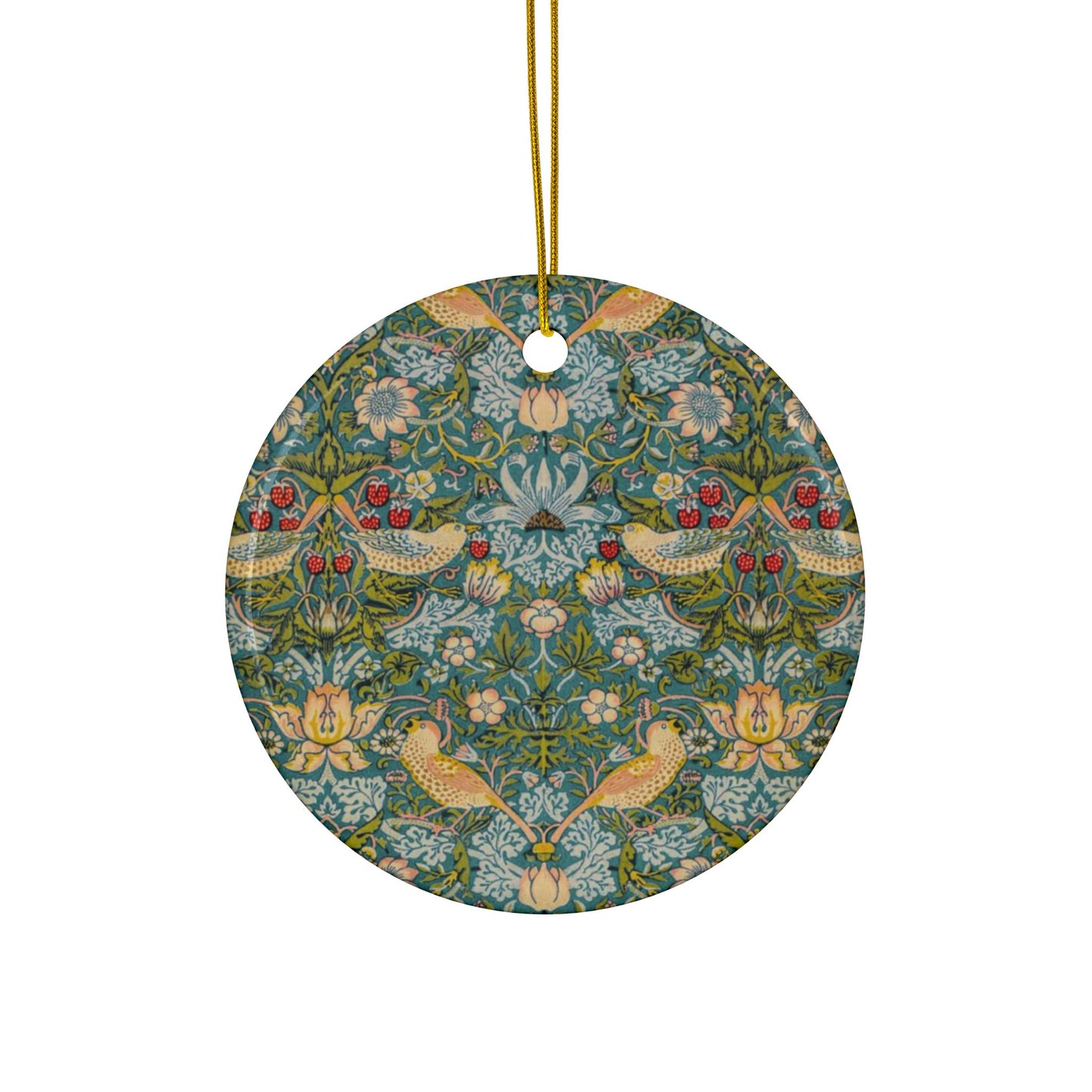 Ceramic Christmas Ornaments inspired by William Morris - Strawberry Thief Collection (Duck Egg Blue) - Double Sided Print: 1pc, 3pcs, 5pcs, 10pcs