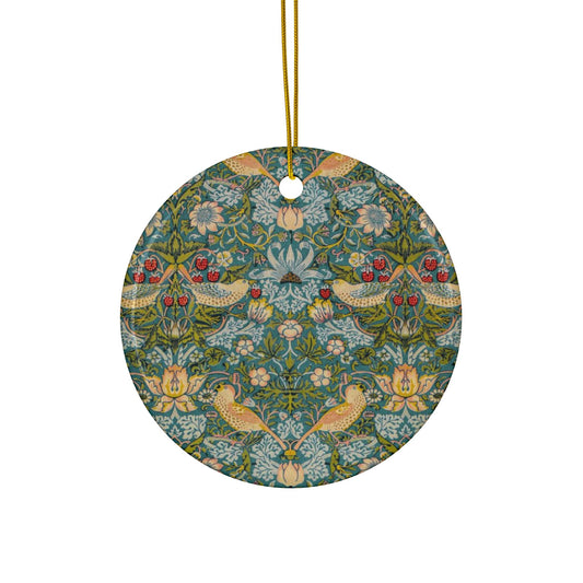 Ceramic Christmas Ornaments inspired by William Morris - Strawberry Thief Collection (Duck Egg Blue) - Double Sided Print: 1pc, 3pcs, 5pcs, 10pcs