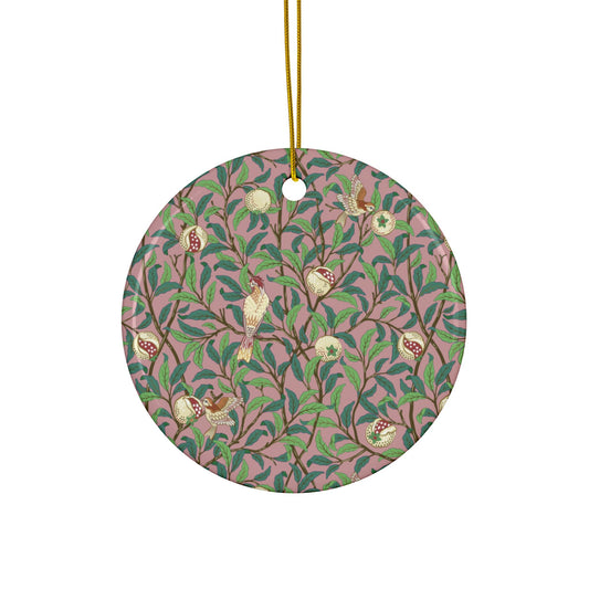 Ceramic Christmas Ornaments inspired by William Morris - Bird & Pomegranate Collection (Rosella) - Double Sided Print: 1pc, 3pcs, 5pcs, 10pcs