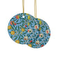 Ceramic Christmas Ornaments inspired by William Morris - Four Fruits Collection (Sky) - Double Sided Print: 1pc, 3pcs, 5pcs, 10pcs
