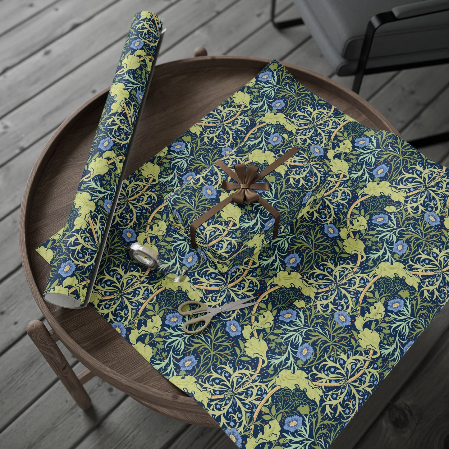 Gift Wrapping Paper inspired by William Morris - Seaweed Collection (Blue Flower)