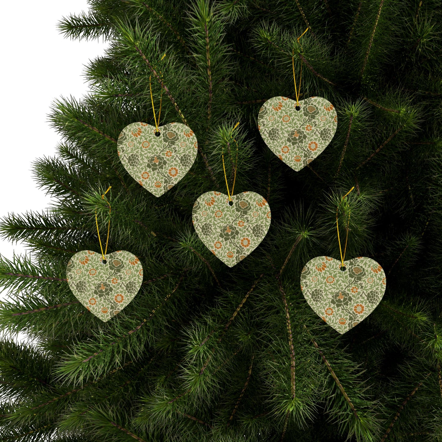 Ceramic Christmas Ornaments inspired by William Morris - Grafton Collection - Double Sided Print: 1pc, 3pcs, 5pcs, 10pcs