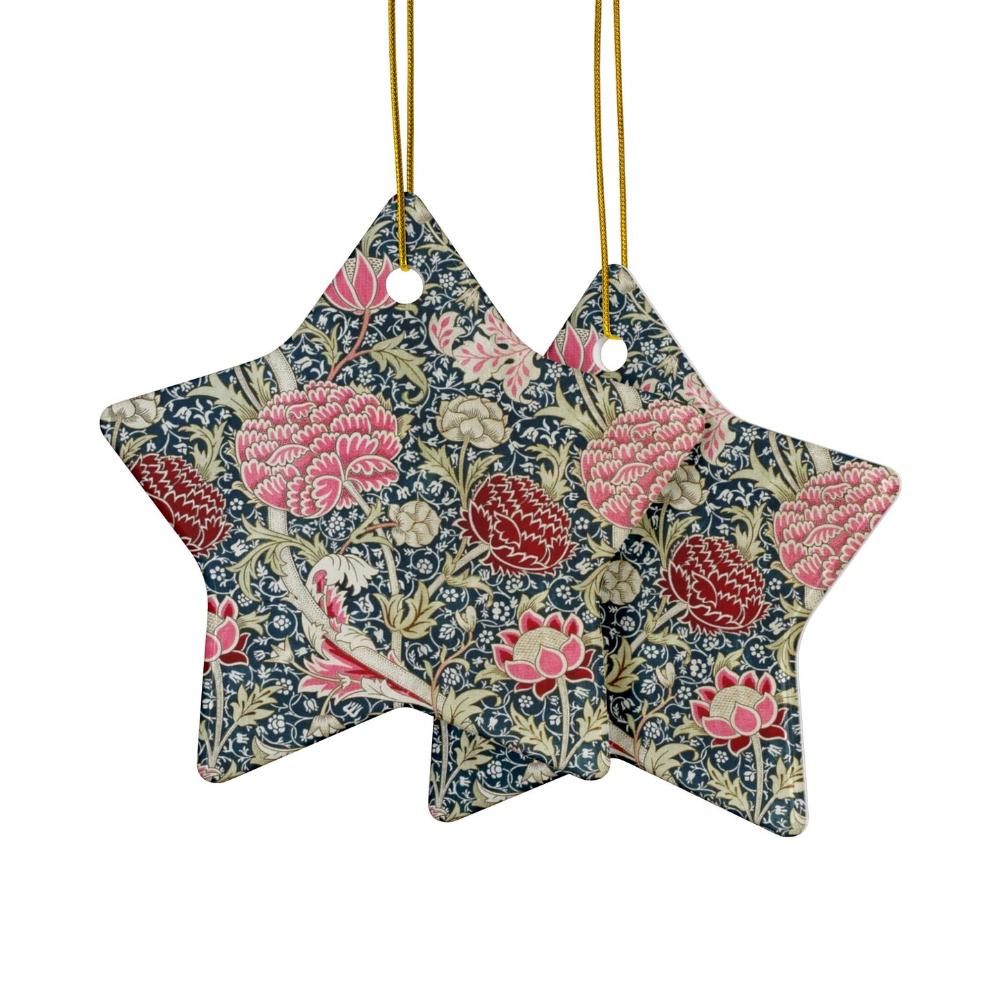 Ceramic Christmas Ornaments inspired by William Morris - Cray Collection - Double Sided Print: 1pc, 3pcs, 5pcs, 10pcs
