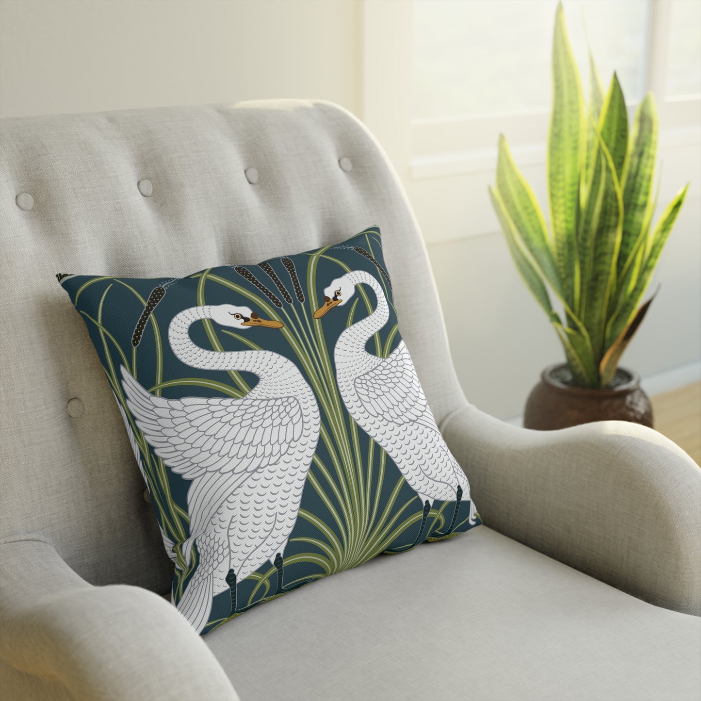 Cotton Drill Cushion inspired by William Morris -