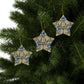 Ceramic Christmas Ornaments inspired by William Morris - Blue Iris Collection - Double Sided Print: 1pc, 3pcs, 5pcs, 10pcs