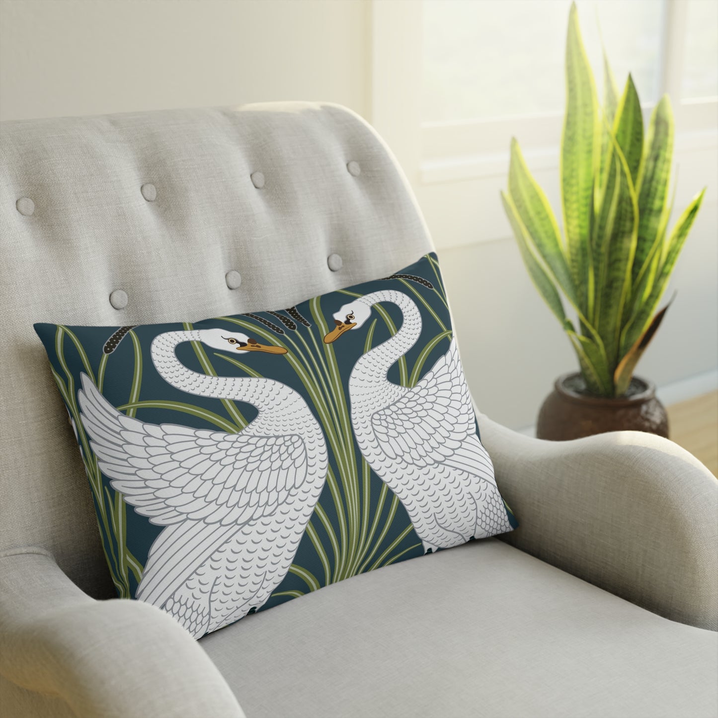 Cotton Drill Cushion inspired by William Morris -