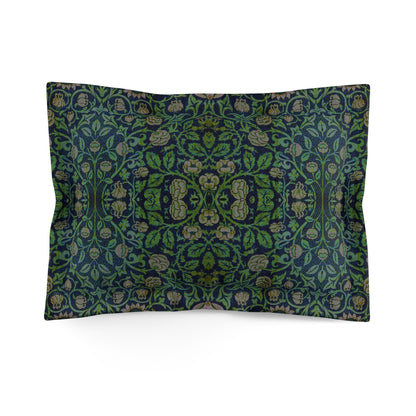 Pillow Sham inspired by William Morris - Violet and Columbine Collection (Green) x1