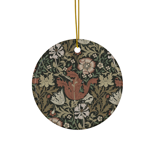 Ceramic Christmas Ornaments inspired by William Morris - Compton Collection (Moor Cottage) - Double Sided Print: 1pc, 3pcs, 5pcs, 10pcs