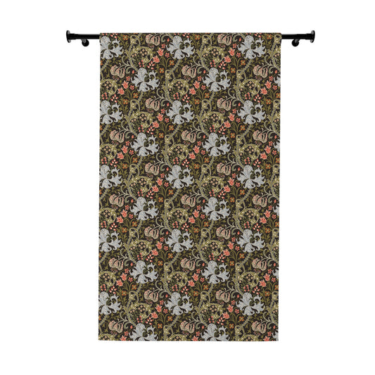 Blackout Window Curtain inspired by William Morris (1 Piece) - Golden Lily Collection (Midnight)