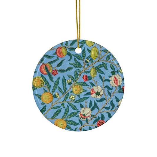Ceramic Christmas Ornaments inspired by William Morris - Four Fruits Collection (Sky) - Double Sided Print: 1pc, 3pcs, 5pcs, 10pcs