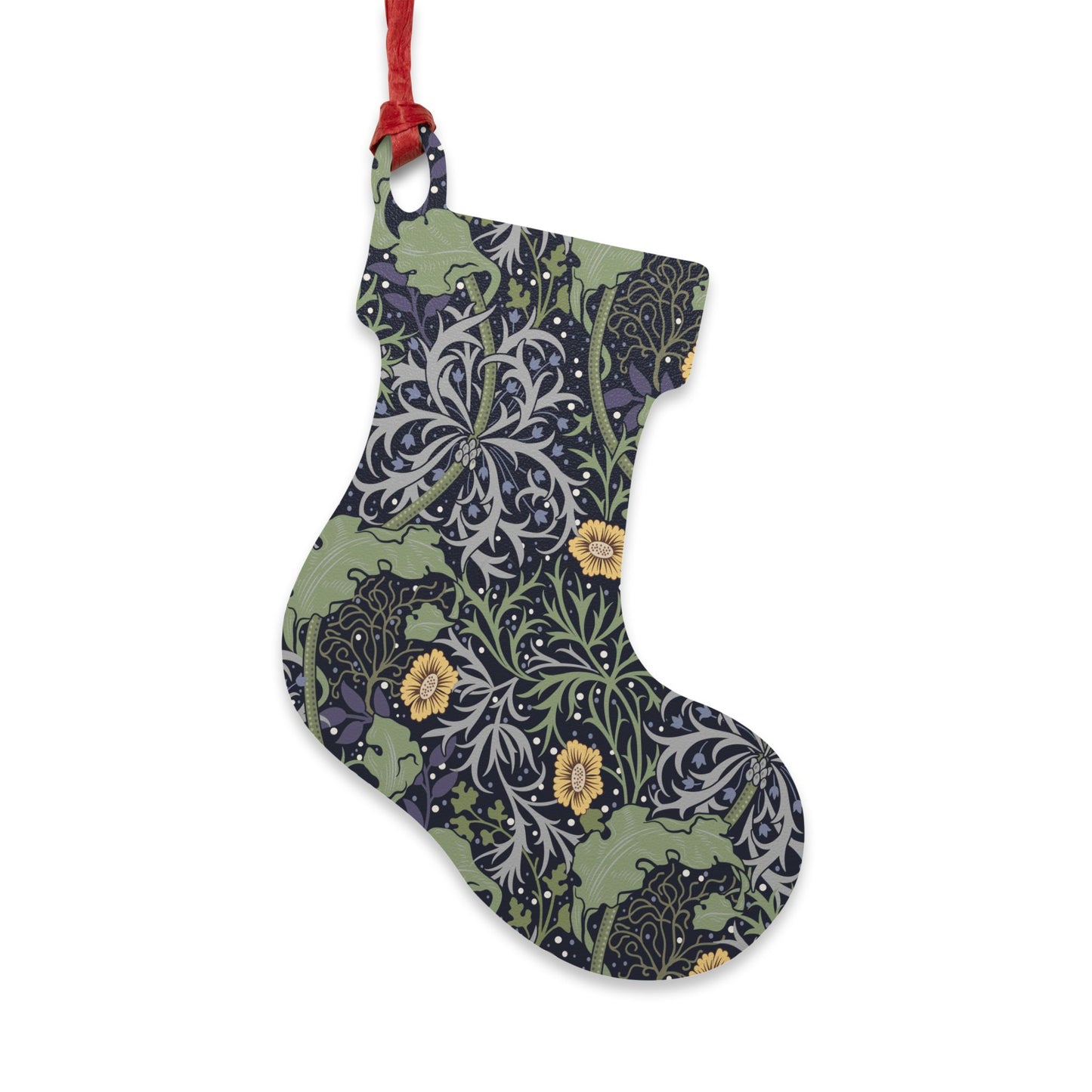 Wooden Christmas Ornaments inspired by William Morris - Seaweed Collection (Yellow Flower)